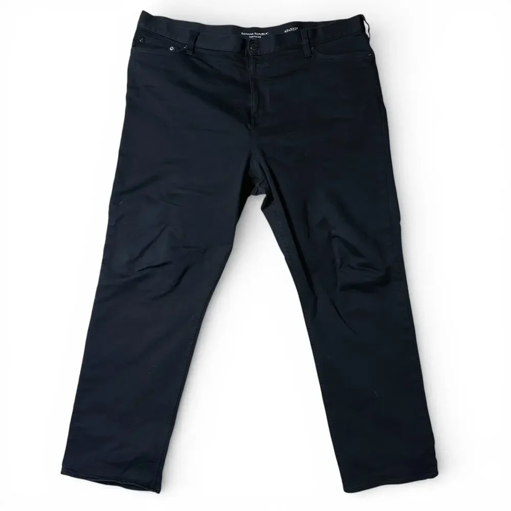 Banana Republic Traveler Pants Mens Actual Size 41x32 Black Slim Chino